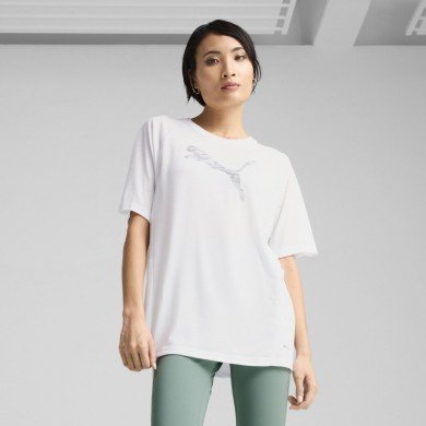 Puma Evostripe Relaxed Kadın Beyaz Yuvarlak Yaka Tişört